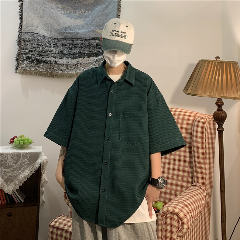 美式复古短袖衬衫男士夏季衬衣7381-P42,男装衬衫,电商B380（原B361）