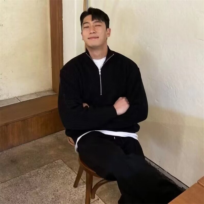 美式半拉链中高领针织衫男高级感宽松毛衣纯色百搭保暖套头衫,男装针织衫/毛衣,星座1210-1