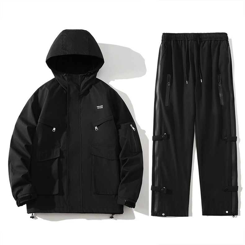 秋季冲锋衣套装男户外男士休闲裤一套潮流防水A266-TZJK8019-P65,男装休闲套装,电商A266