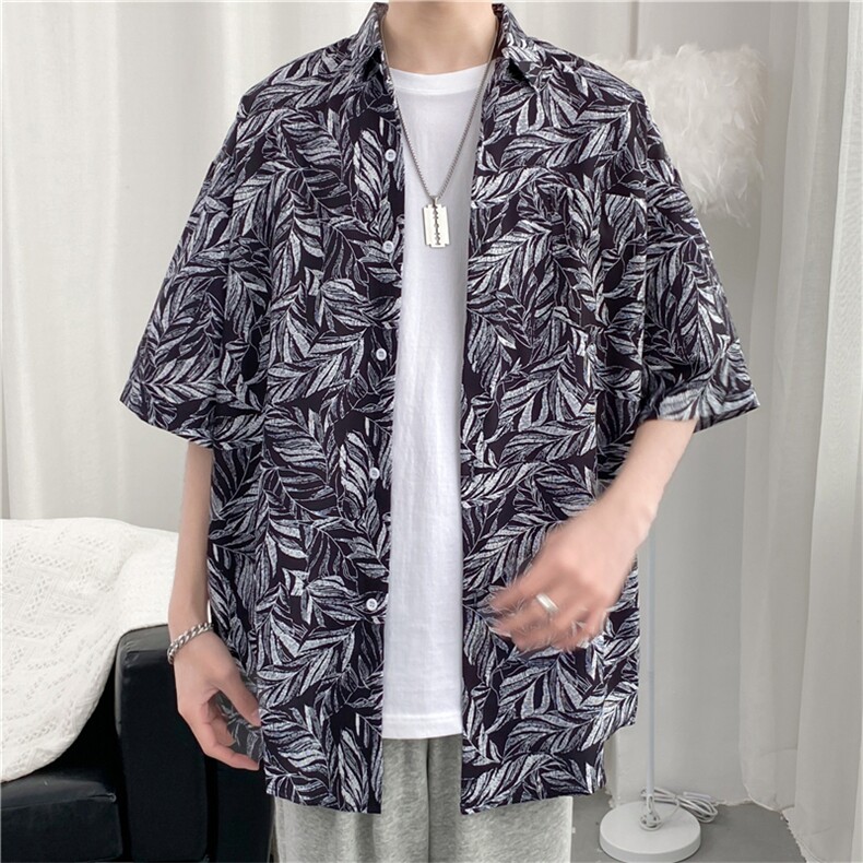 短袖衬衫春款男港风潮流C1186P26,男装衬衫,星座1116-2