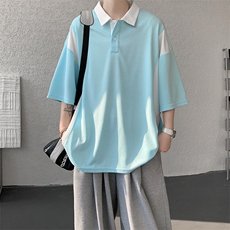 8XL-M拼接撞色短袖t恤男款夏季新款半袖POLO衫加肥加大码DT004P38，男装T恤，电商B312