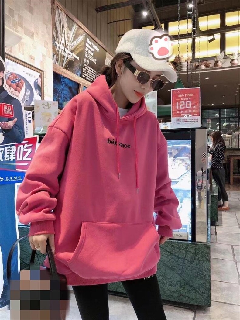 刺绣小字母加绒卫衣，女装卫衣/绒衫，一杭