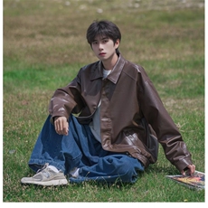 黑色pu皮衣外套痞帅cleanfit机车服夹克美式短款上衣Y1023P68网图，男装夹克，电商B245