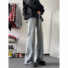 美式高街水洗做旧微喇叭牛仔裤男款春秋季百搭直筒长裤N220-P43，男装牛仔裤，星座308B-2