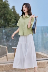 白色a字半身裙女2025夏装新款高腰超仙绝美垂坠感蕾丝边裙子，女装套装/套裙，贝蕾酷儿