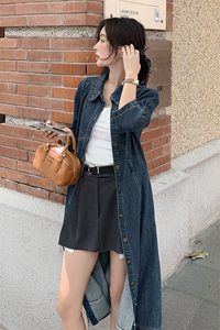 现货2024牛仔连衣裙女新款春装宽松休闲慵懒风复古气质衬衫裙子图片