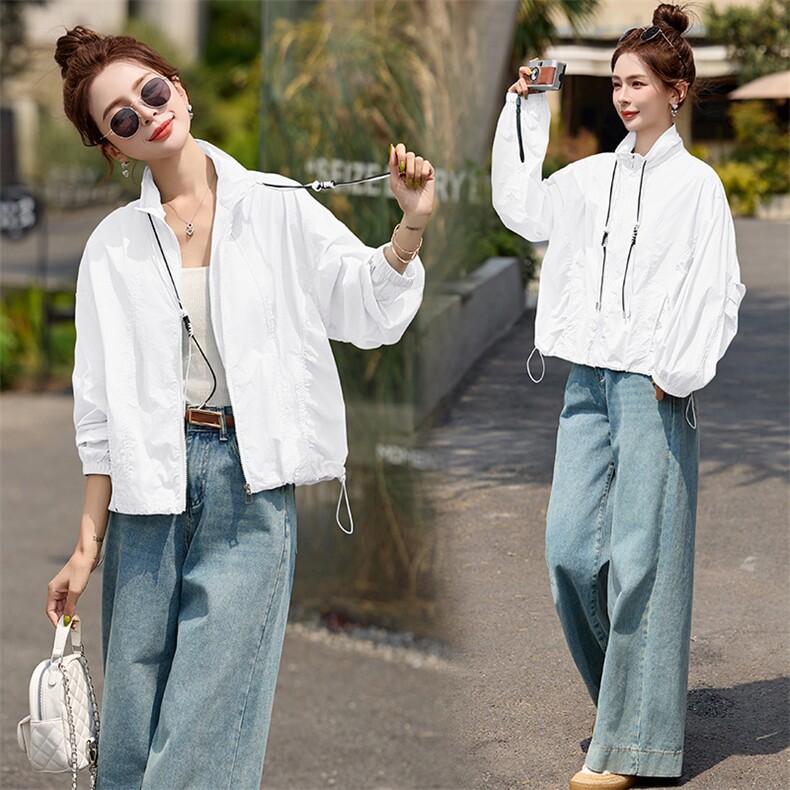 短款防晒服外套女夏季时尚洋气高级感薄款轻奢透气小个子防晒上衣，女装防晒衣，蓝诺裳