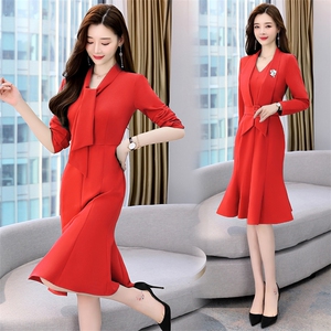 春秋职业连衣裙女高端2024新款时尚名媛气质女神范修身包臀鱼尾裙图片