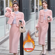 【bao款现货】2023新款冬装羽绒服套装套鸭绒领子袖毛真狐狸毛，女装羽绒服，韩然一族
