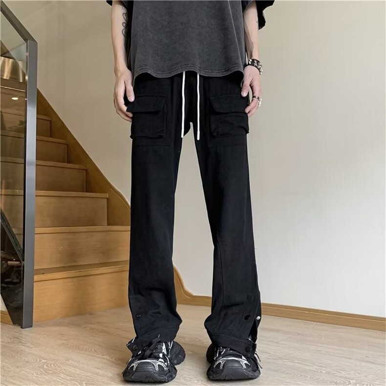 痞子工装裤男韩版潮流口袋帅高街裤脚开衩2025秋季长裤K3704-P38,男装工装外套,星座412
