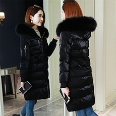 2022年冬季时尚潮流舒适简约个性纯色中长款长袖拉链棉衣，女装棉衣/棉服，琦鑫阁（原依鑫阁）