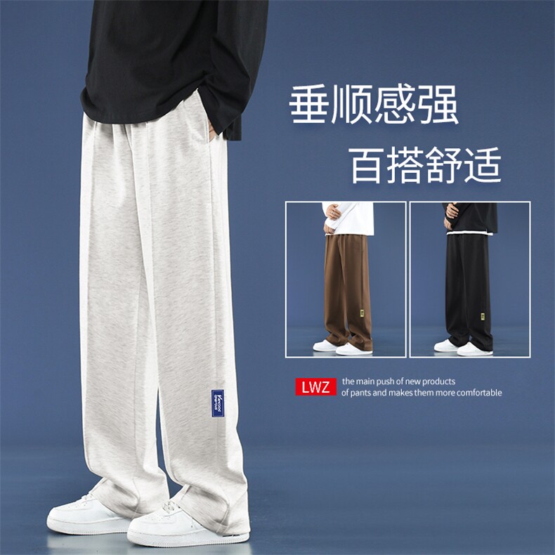 时尚直筒百搭休闲拖地裤纯色长裤宽松运动卫裤  WK76-1-特批28图片