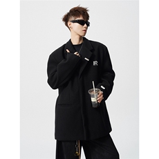 金属搭扣毛呢子西装大码M-5XL加棉大衣聚酯纤维XF78158P118控，男装西服套装，星座227-7