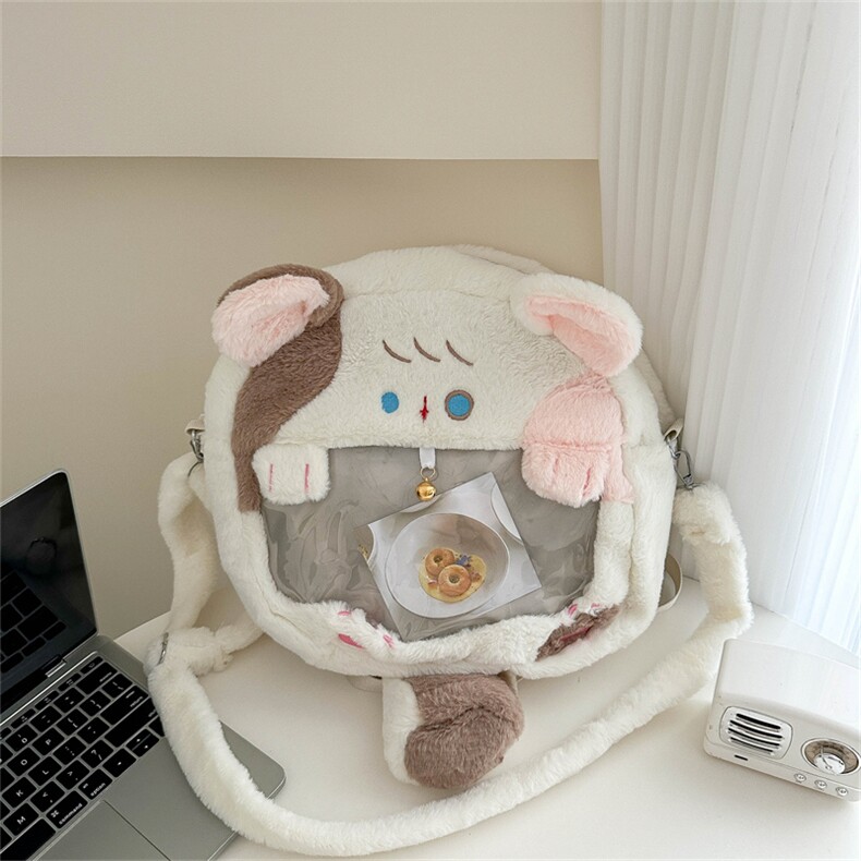 铃铛猫玩具包日系新款卡通毛绒可爱百搭生日礼物超大容量网红同款，AI毛绒玩具包