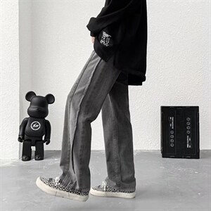 潮高街宽松黑色直筒休闲裤G3053P40图片