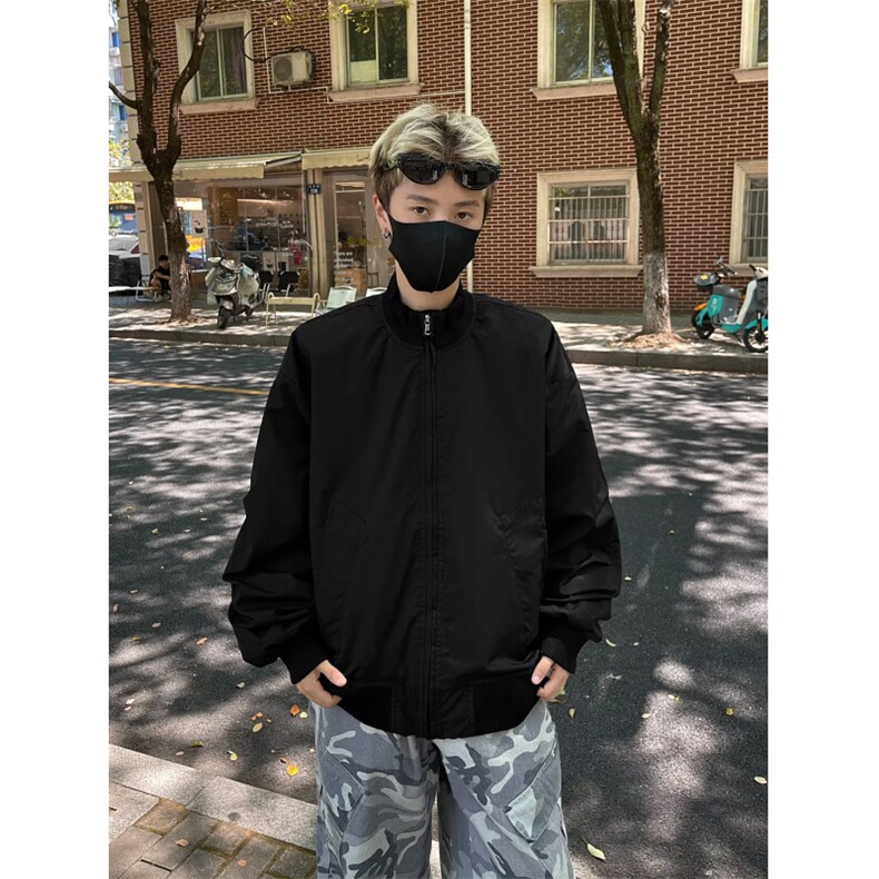 秋季美式飞行夹克外套男潮牌休闲宽松男装简约纯色棒球服4440P56,男装夹克,星座410-2