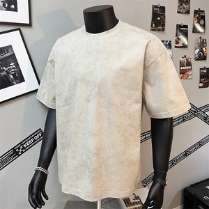 300克得物重磅100纯棉宽松吊染结构感光板短袖T恤男 RH5003-特P31图片