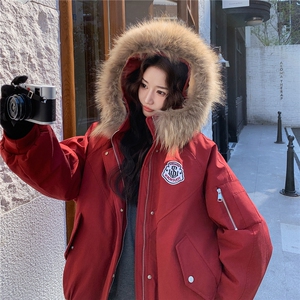 狐狸毛羽绒服女欧洲站2025冬新款加厚面包服潮服保暖派克服图片