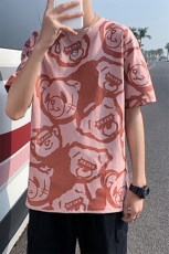 港风小熊印花半袖男夏季ins潮流圆领短袖T恤潮流T129P35控49，男装T恤，电商A089-1