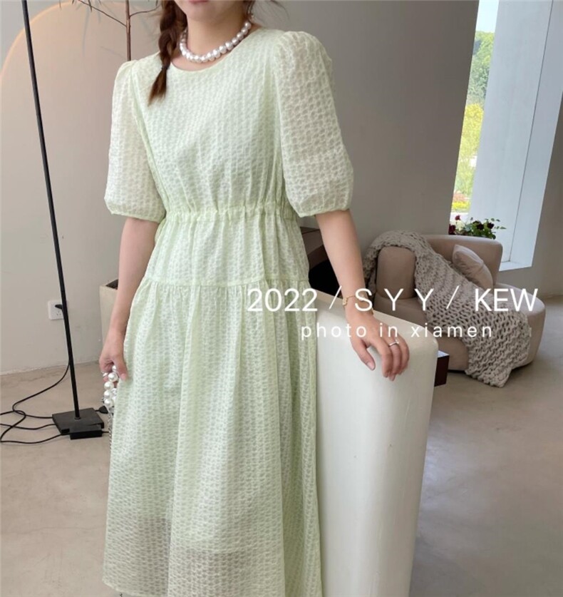 夏季盐缩连衣裙，女装连衣裙，6·9衣社