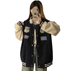 2024棒球服外套女春秋宽松减龄百搭休闲夹克上衣学院风C792-P90，男装夹克，星座911-2(原星座613-2）