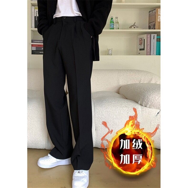 秋冬半松紧大板型垂坠感大码西裤男加绒加厚西裤直筒休闲长裤K04,男装休闲裤,星座1116A（原606A-3）