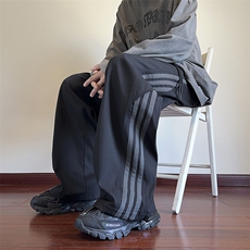wassuphappy条纹工装裤男春秋季潮流复古撞色阔腿裤夏款休闲裤子，男装休闲裤，电商A157B