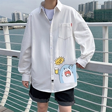 春季长袖衬衫男宽松港风衬衣男外套男CSCS274-P35，男装衬衫，电商B371