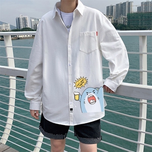 春季长袖衬衫男宽松港风衬衣男外套男CSCS274-P35,冬季衬衣搭配图片男图片