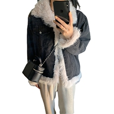 A218-P120加厚夹棉毛绒牛仔棉服外套秋冬法式高级感上衣，男装棉衣，星座911