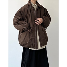 咖色冬季棉衣外套男日系立领宽松休闲夹克棉服1001-1-MY060-P85，男装夹克，星座1001-1