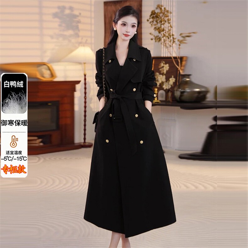 羽绒服内胆毛呢外套女时尚气质冬季2025新款加厚收腰正肩呢子大衣，女装羽绒服，纪茹
