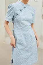 现货夏季新款复古盘扣显瘦连衣裙，女装连衣裙，觅处