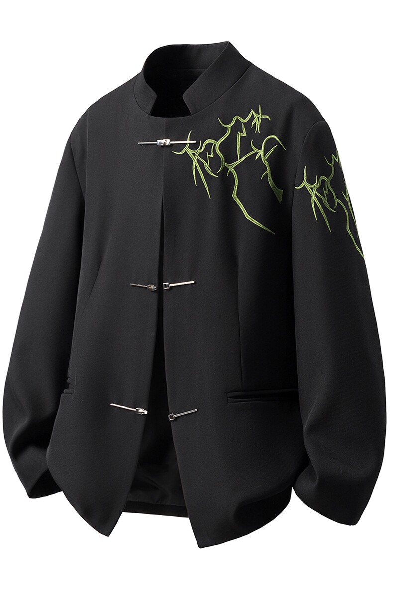 可二开白底「折棘」荆棘立体绣大码M-5XL中式西服XF78058P90控139,男装西服,星座226-1