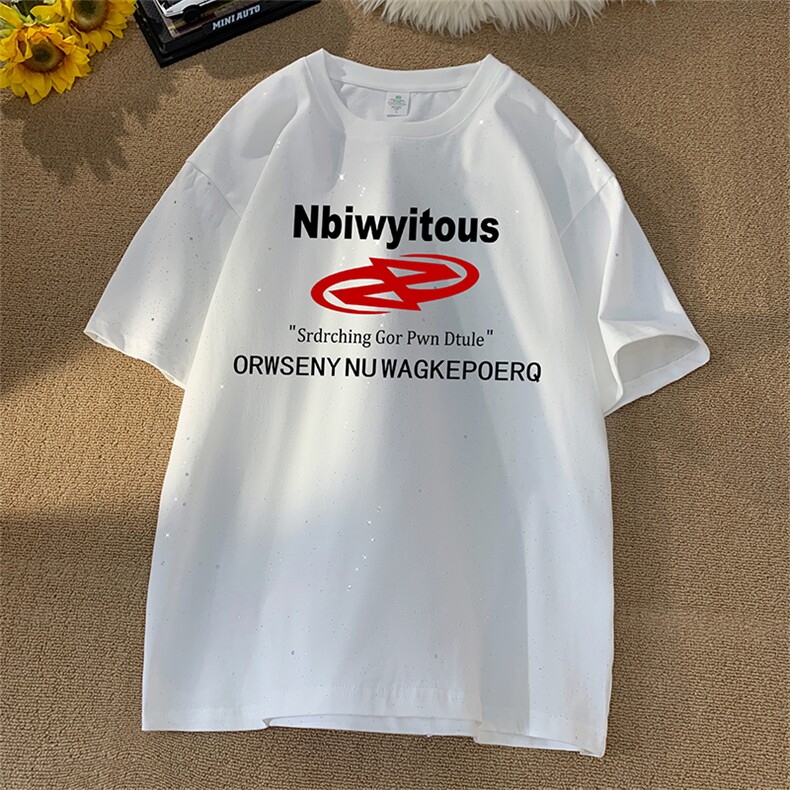 量大优供抖音视频支持得物配合二开美式满天星亮片短袖T恤MTX376,男装T恤,电商A486