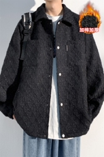 冬新复古小香风棉服男潮大码加棉加厚夹克保暖外套J595J加棉-P95，男装棉衣，电商A001