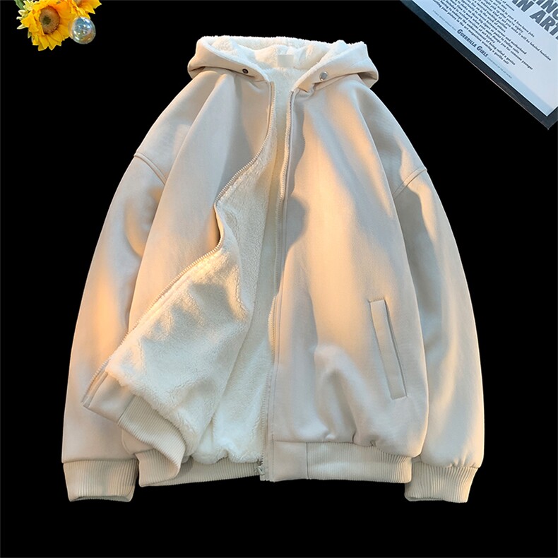 现货抖音得物二开可供视频麂皮绒加绒加厚连帽棉衣外套棉服MJP03,男装棉衣,电商A486