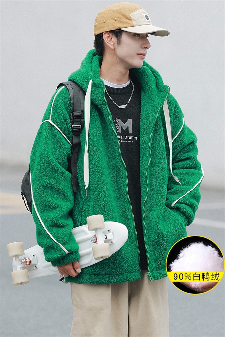 冬装学生加厚羊羔绒连帽外套潮休闲羽绒服男女8153-P195控价268,男装羽绒服,电商A441-1
