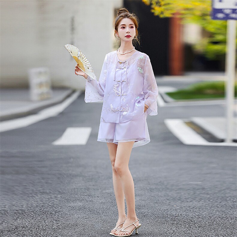 新中式国风短裤套装女2025夏新款高级感绝美气质小香风一整套穿搭,女装套装/套裙,歌伊格美