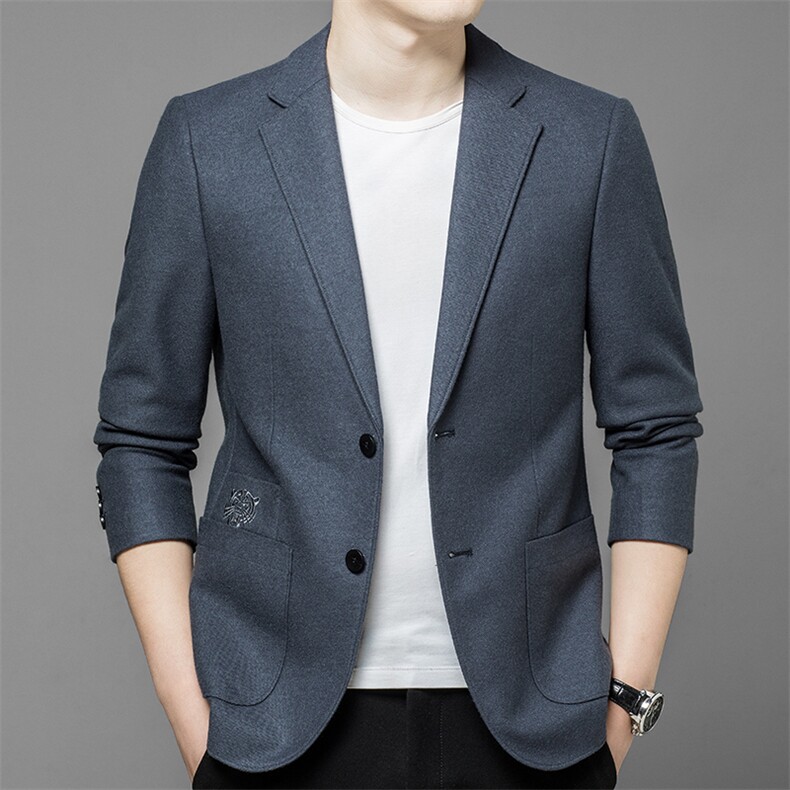 新款男士休闲中年男款羊毛外套秋冬款羊毛西服上衣ASD95182-P345,男装西服,电商B212（原钱塘6029）