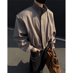 主推 美式高街立领棒球服飞行垫肩夹克短款外套男 D401 特P75图片