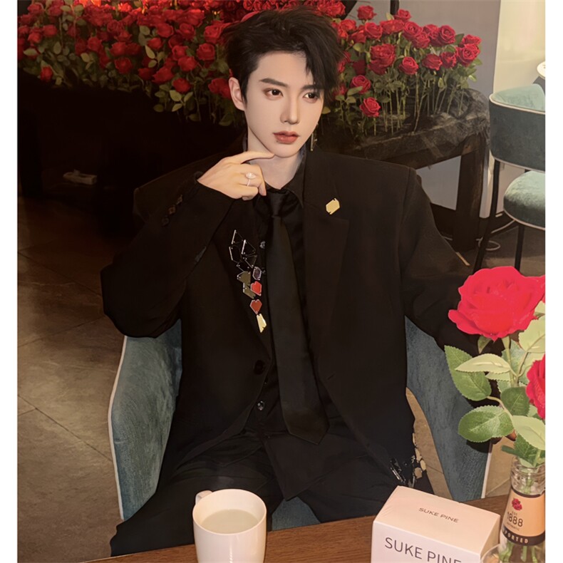 (）小众设计感西服外套金属百搭宽松休闲西装2805-P125,男装西服,星座910-5