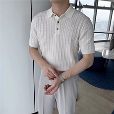 夏款男短袖POLO衫冰爽丝麻花针织衫T恤PL96P45，男装Polo衫，星座1013-1