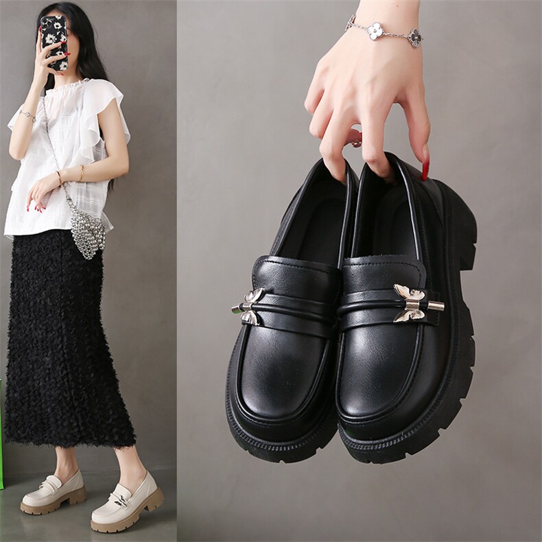 2024小白鞋子女春季新款韩版ins女学生休闲高跟百搭板鞋女，女鞋小皮鞋，电商A223