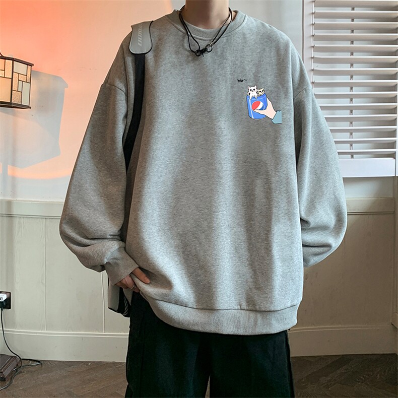 圆领卫衣男大码加厚加绒长袖t恤男S6262-P28加绒款-P33，男装卫衣，电商A040