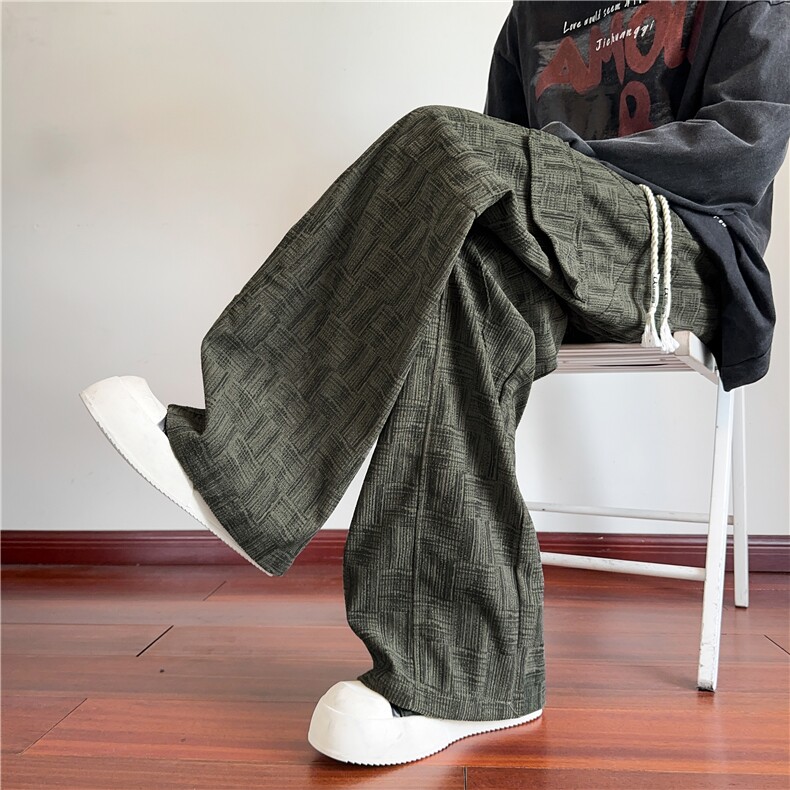 2026秋季新款扎染格子口袋设计宽松休闲裤B315-K25321-特p35控68，男装休闲裤，电商B315