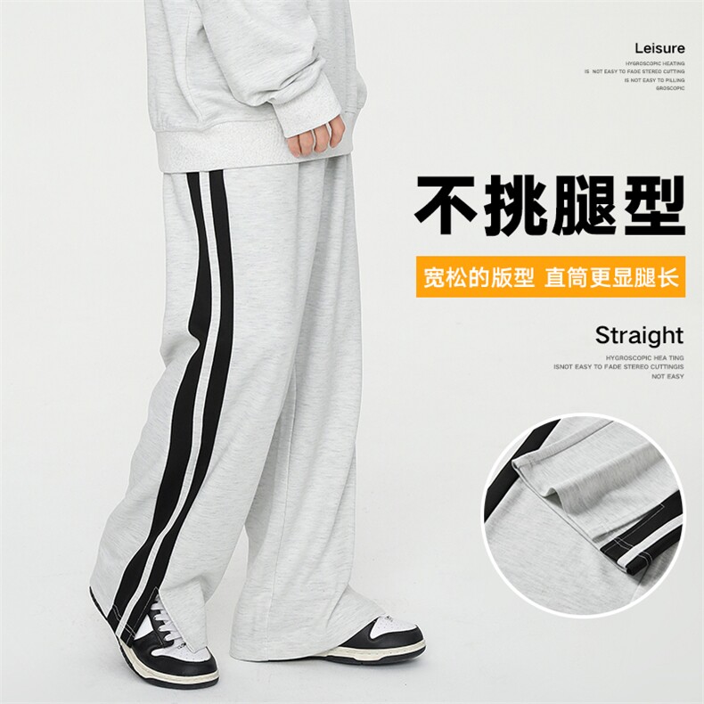 2023新款运动裤男潮流百搭男裤宽松长裤开叉休闲裤子CK2324-P55图片
