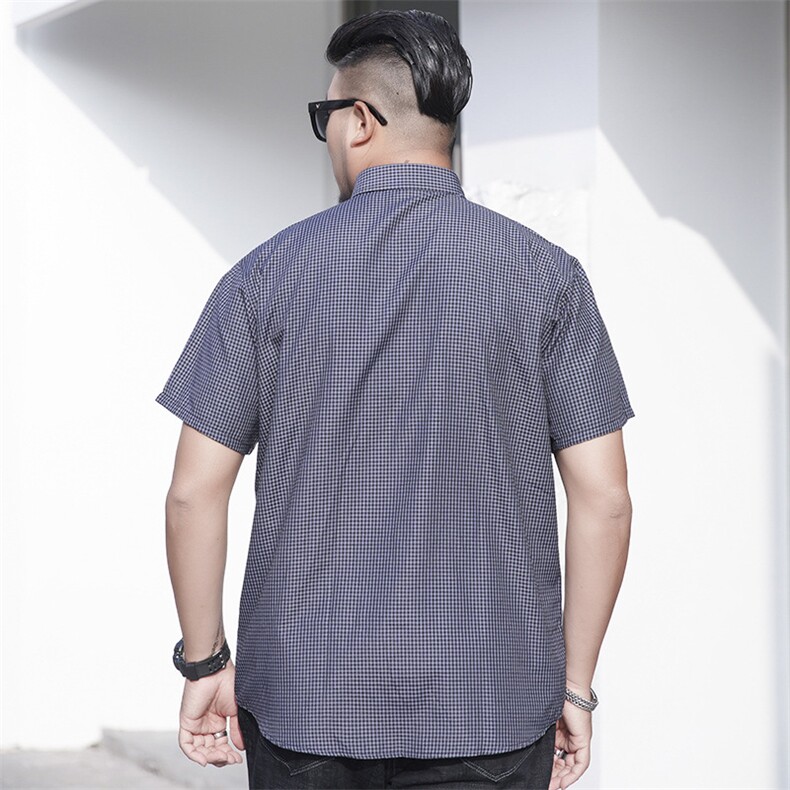 2XL-10XL男装短袖衬衣多色格子百搭半袖衬衫加肥加大码2938款,男装衬衫,星座802