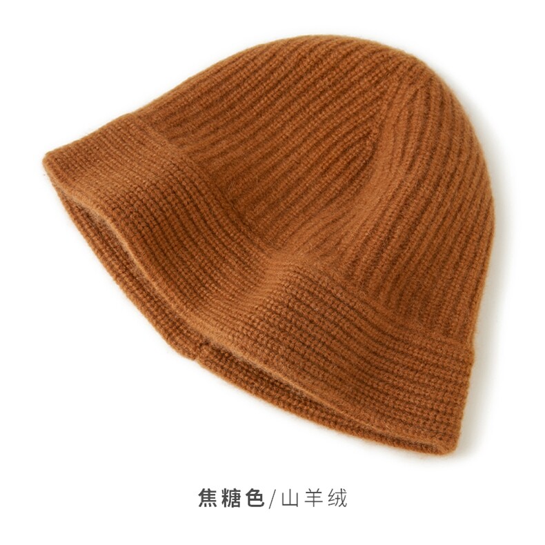 羊绒条纹针织渔夫帽保暖舒适时尚,饰品帽子,远腾羊绒