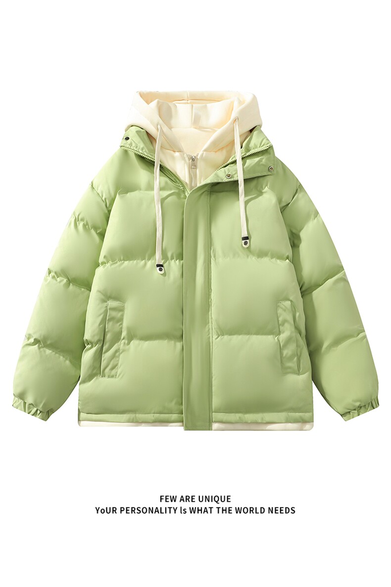 多色光板棉服D4134-TP75不情侣学生外套假两件连帽保暖面包服,男装棉衣,电商A102